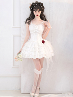 Gothique Lolita Robes Perles Arcs Noir Blanc Élastique Réglable