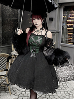 Gothique Lolita Robes Rivets Arcs Rouge Vert
