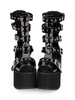 Gothique Lolita Sandal Bottes Oeillet Métallique Boucle Plate-forme Noir Lolita Chaussures Déguisements Halloween
