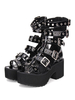 Gothique lolita sandale oeillet boucle plate-forme chunky talon pu noir lolita chaussures Déguisements Halloween
