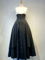 Gothique Lolita SK Coton Layered Ruffle Plissé Lace Up Jupe Lolita Noire Déguisements Halloween