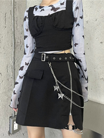 Gothique Lolita SK Noir Chaînes de Polyester Jupe Décontractée"idienne