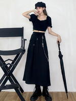 Gothique Lolita SK Noir Polyester Jupes Longues Lolita Décontractées"idiennes