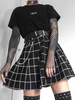 Gothique Vêtements Noir Volants Dentelle Gothique Polyester Motif À Carreaux Mini-jupe