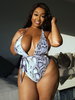 Grande taille Monokini bretelles cou bretelles spaghetti taille surélevée Python imprimé motif à lacets Sexy maillot de bain tenue