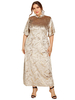 Grande taille robe maxi col haut manches courtes polyester surdimensionné décontracté chinois Cheongsam