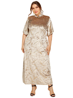 Grande taille robe maxi col haut manches courtes polyester surdimensionné décontracté chinois Cheongsam