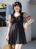 Green Lolita Outfits Polka Dot Lace Up Short Sleeves Top Pants Maillot de bain