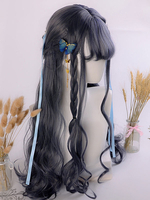 Gris Lolita perruques longue fibre résistante à la chaleur bouclés Lolita cheveux perruque Déguisements Halloween