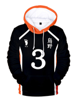Haikyuu!! Asahi Azumane NO.3 Sweat à capuche noir Marchandise danime japonais Tops décontractés Adolescents Sweats à capuche