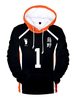 Haikyuu!! Daichi Sawamura NO.1 Sweat à capuche noir Marchandise danime japonais Casual Ados Hoodies