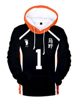 Haikyuu!! Daichi Sawamura NO.1 Sweat à capuche noir Marchandise danime japonais Casual Ados Hoodies