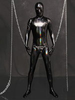 Halloween Combinaison intégrale pour homme effet mouillé avec fermeture éclair et entrejambe extensible