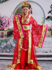 Halloween Costume Chinois Déguisement Robe Impératrice Traditionnelle Rouge Ensemble En 3 Pièces