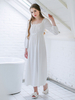 Halloween Costume Vintage Jane Austen orgueil et préjugés pastorale blanc U cou manches longues robe Maxi Halloween