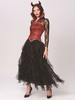Halloween Devil Costumes Pour Femmes Noir Sexy Robe Chapeaux Polyester Dentelle Vacances Costumes Ensemble Complet