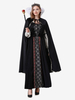 Halloween Ensemble de robe cape rétro noire pour costumes de vacances