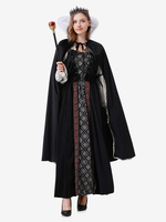 Halloween Ensemble de robe cape rétro noire pour costumes de vacances