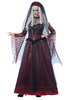 Halloween Fantôme Mariée Costumes Bourgogne Dentelle Robe Royale Chapeaux Polyester Vacances Costumes