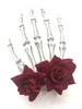 Halloween Headwear Épingle À Cheveux En Plastique Rouge Rose Fleur Décorer Effrayant Épingle À Cheveux