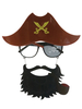 Halloween Pirate Décorations Café Brun Polyester Fibre Chapeau Lunettes Barbe Vacances Pirate Décorations Ensemble Complet