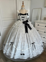 Halloween Robe de mariée gothique Lolita bleu gris robe de soirée en jacquard avec nœuds et volants mode kawaii
