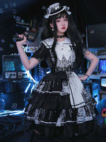 Halloween Robes Lolita Gothiques Nœuds Noir Noir