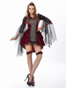 Halloween Vampire Costumes Pour Femmes Bordeaux Sexy Masque Polyester Dentelle Robe Vacances Costumes Ensemble Complet