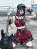 Harajuku Fashion Lolita Outfits Jupe supérieure à carreaux rouge sans manches en polyester Tenues Harajuku pour filles