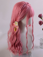 Harajuku Fashion Lolita Perruque Rose Longue Fibre Résistant À La Chaleur Accessoires Lolita