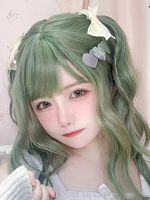 Harajuku Fashion Lolita Perruque Vert Moyen Fibre Résistant À La Chaleur Accessoires Lolita