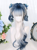 Harajuku Fashion Lolita perruques bleu longue fibre résistante à la chaleur mettant en évidence les cheveux Lolita accessoires