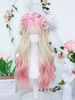 Harajuku Fashion Lolita Perruques Longues Fibres Résistantes À La Chaleur Rose Accessoires Lolita
