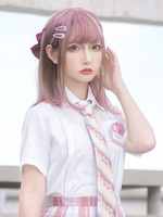 Harajuku Mode Lolita Perruques Courtes Fibre Résistant À La Chaleur Rose Clair Accessoires Lolita