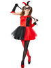 Harley Quinn - Costume de Cosplay rouges pour femmes de Harley Quinn avec Accessoires robe rouge et noire Déguisements Halloween
