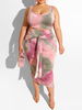 Haut à col en U tie-dye grande taille avec jupe à lacets