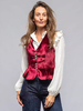 Haut caraco bordeaux à col en V et boutons en polyester chic pour femme