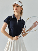 Haut De Tennis Pour Femme Col Rond À Zip Top Nylon Manches Courtes Vêtements De Sport