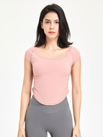 Haut De Tennis Pour Femme Col Rond Top Nylon Manches Courtes Vêtements De Sport
