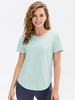 Haut De Tennis Pour Femme Col Rond Top Nylon Manches Courtes Vêtements De Sport
