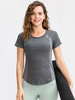 Haut De Tennis Pour Femme Col Rond Top Nylon Manches Courtes Vêtements De Sport