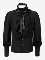 Haut en fibre de polyester à manches longues vintage noir vintage costumes rétro pour homme