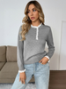 Haut en tricot avec bordure en dentelle et patte de boutonnage style Henley pour femme 2025