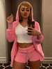 Haut gothique rose à manches longues en polyester pour femme