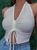Haut licou sexy pour les femmes sans manches en polyester blanc tops dété