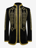 Haut noir vintage en polyester brodé à manches longues pour homme