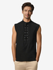 Haut Noir Vintage Élégant En Polyester À Lacets Sans Manches Costume Rétro Homme