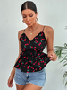 Haut Sexy Cami Femme Imprimé avec Bretelles à Col V Coupe Cintrée Bas Evasée