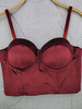 Haut Sexy en Satin Taille Haute avec Bretelles à Col Décolleté en V Unicolore