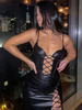 Haut Sexy Femme avec Bretelles à Col Décolleté à Lacets Unicolore